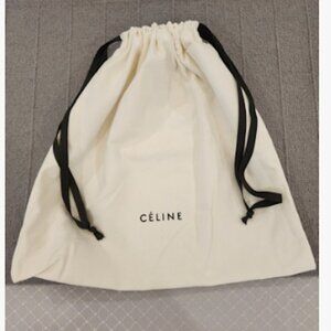 SOLD-Celine White Cream Black Logo Cotton Dust Bag 15" L x 16" W